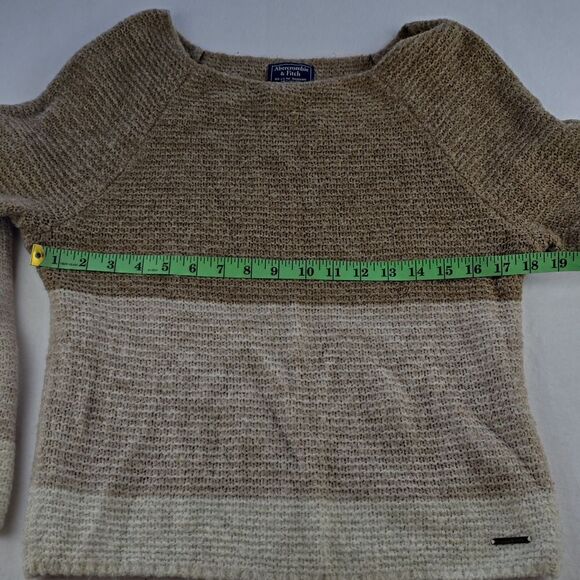 Abercrombie & Fitch Women's Color Block Boat Neck Sweater Tan Brown Size Medium - Picture 6 of 8